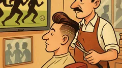 Barzelletta: Il barbiere guarda il calcio per lavoro